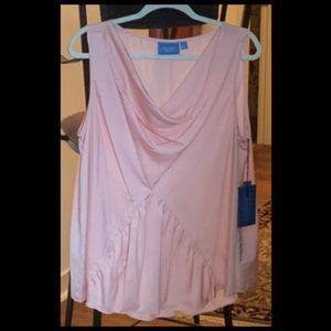 Simply Vera Pink Sleeveless Draped Cowl Neck Blouse with Pleated Insert  XL  NWT